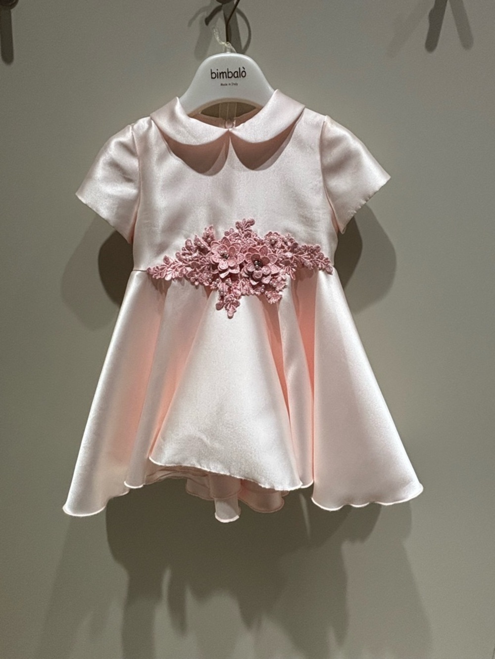 Stunning girls formal dress - Bimbalo Italian Pale Pink Floral Appliqué Satin